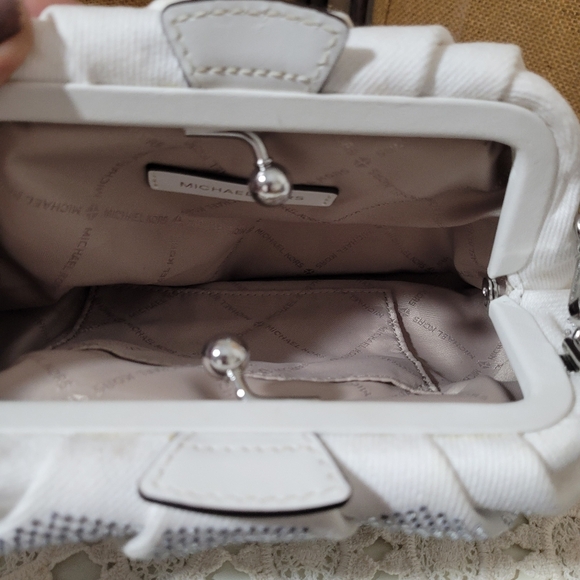 Michael Kors Nola Small Crystal Embellished Clutch Metallic Chain and Kisslock - Picture 6 of 11